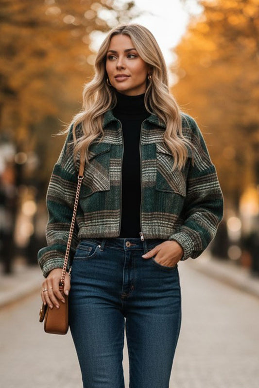 Hunter Plaid Crop Shacket