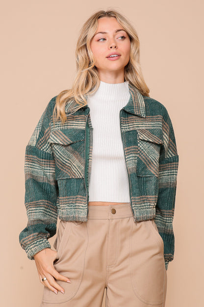 Hunter Plaid Crop Shacket
