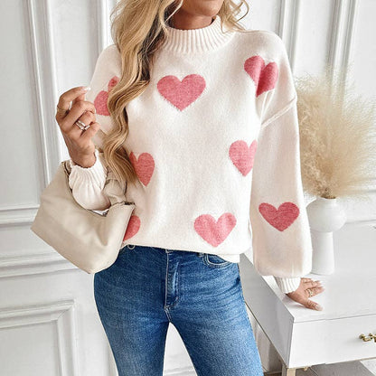Pink Heart Knit Pullover