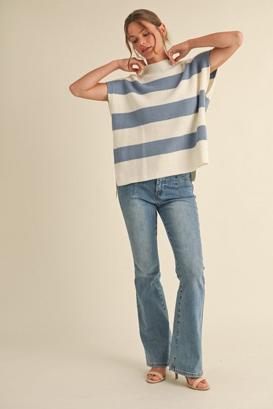 Denim Stripe Knit Top