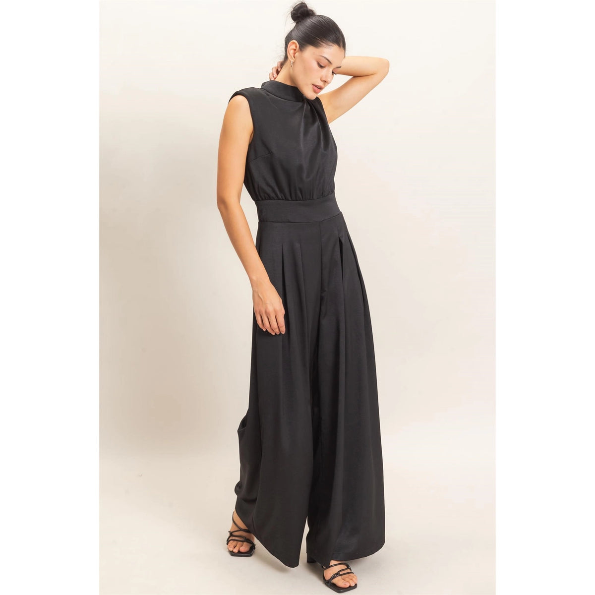Black High Neck Silk Jumper