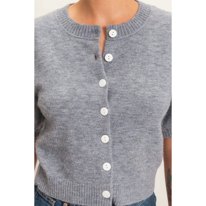 Button Short Sleeve Sweater