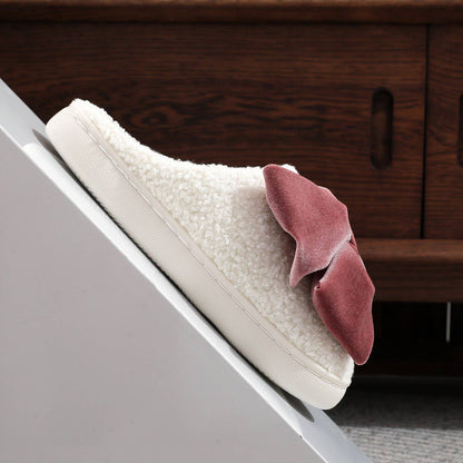 Velvet Bow Plush Slippers