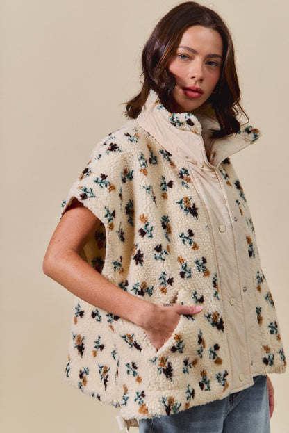 Floral Sherpa Vest Jacket