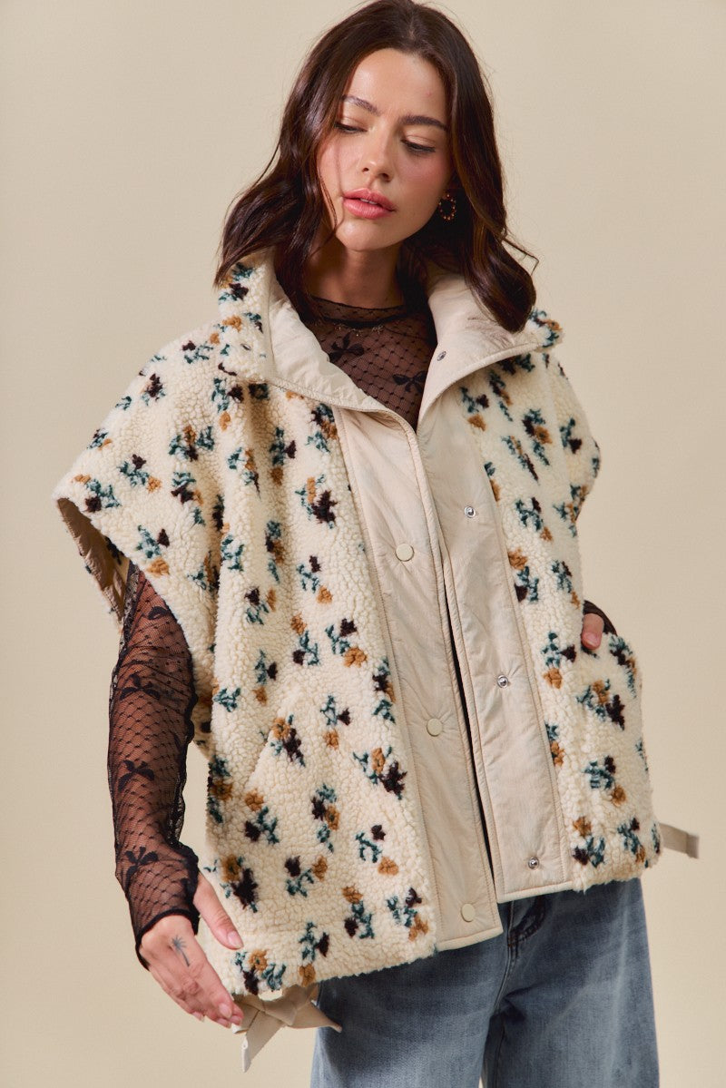 Floral Sherpa Vest Jacket