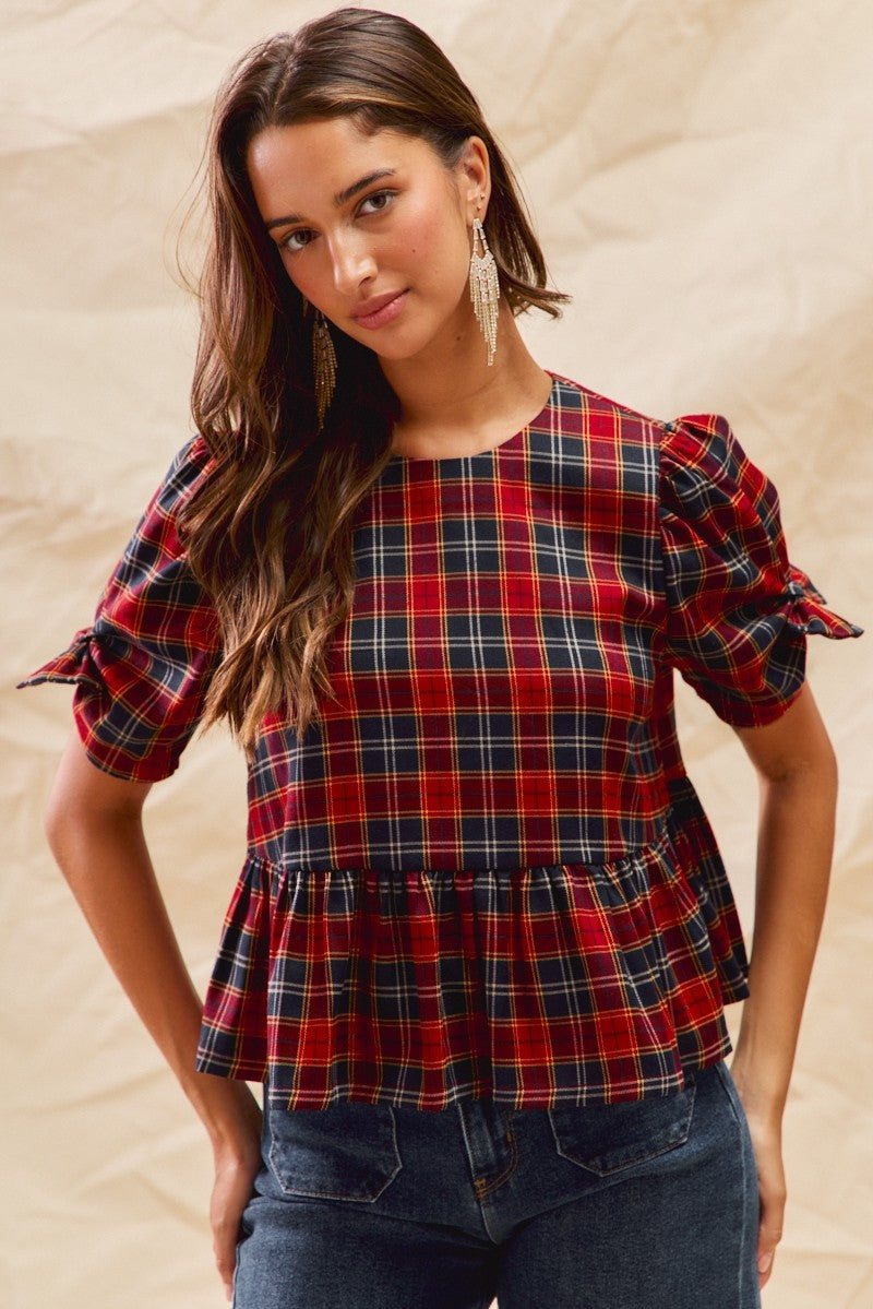 Holiday Plaid Top