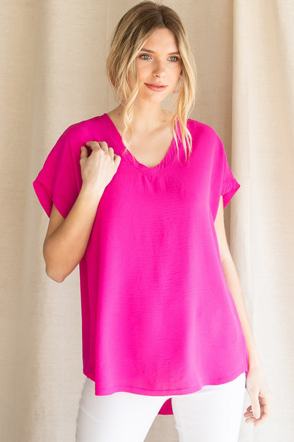 Solid Cap Sleeve Top