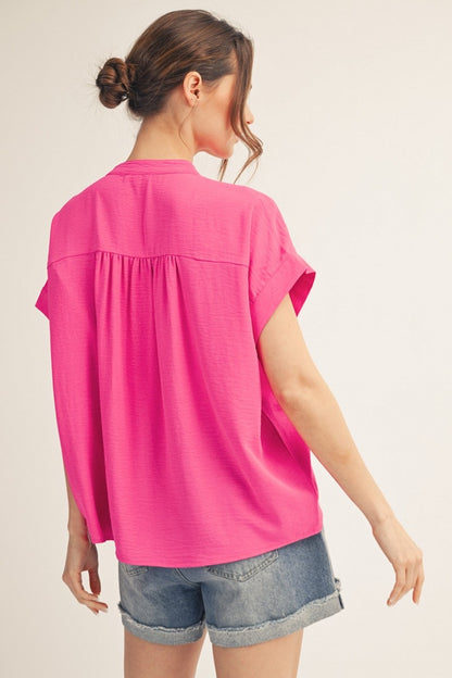 V Neck Crinkle Top
