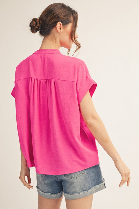 V Neck Crinkle Top