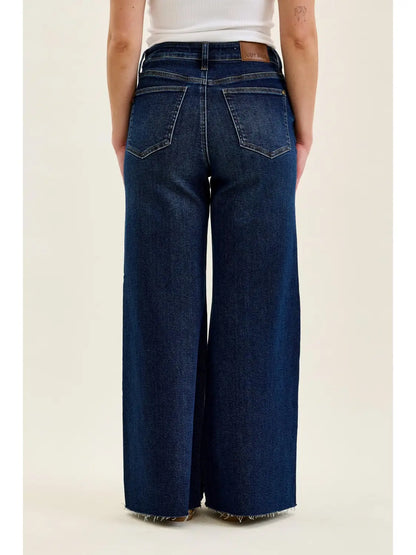 Dark Raw Hem Cinch Waist