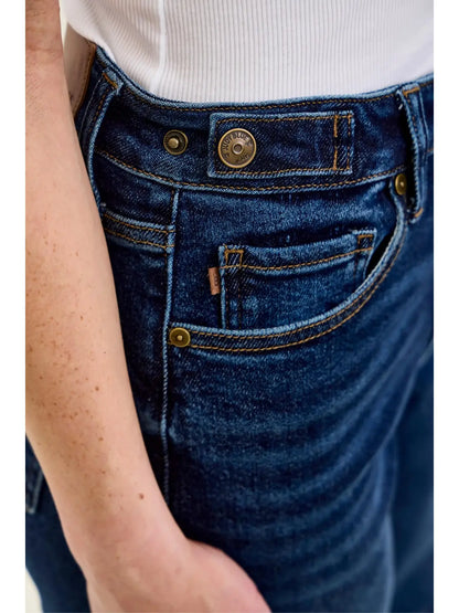Dark Raw Hem Cinch Waist
