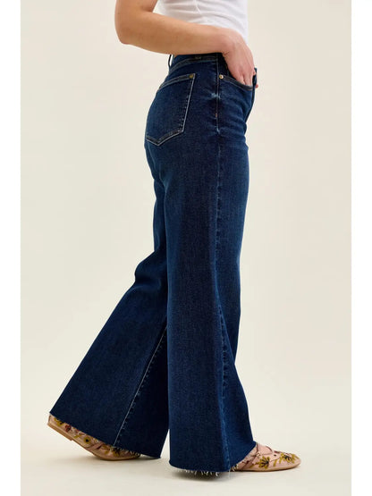 Dark Raw Hem Cinch Waist