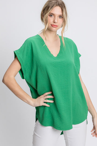 Solid Cap Sleeve Top
