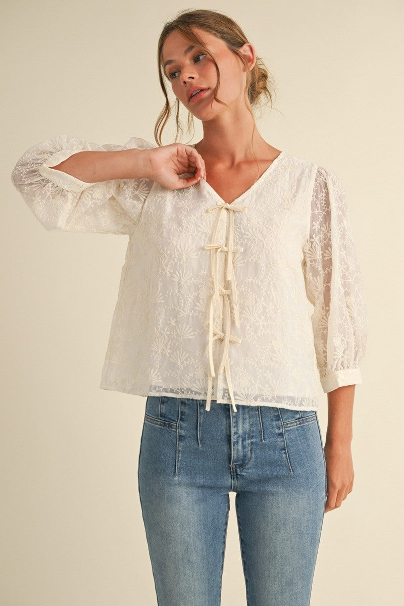 Quarter Sleeve Lace Top