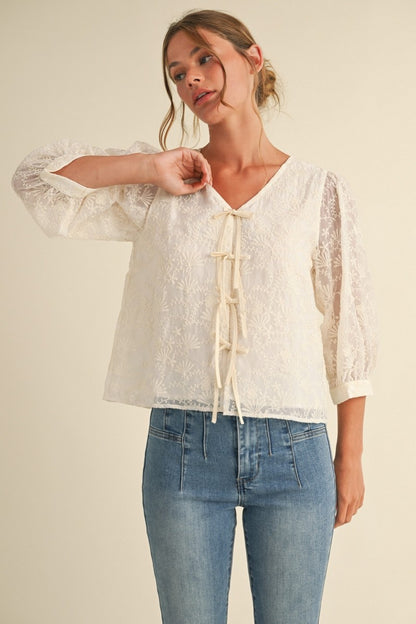 Quarter Sleeve Lace Top