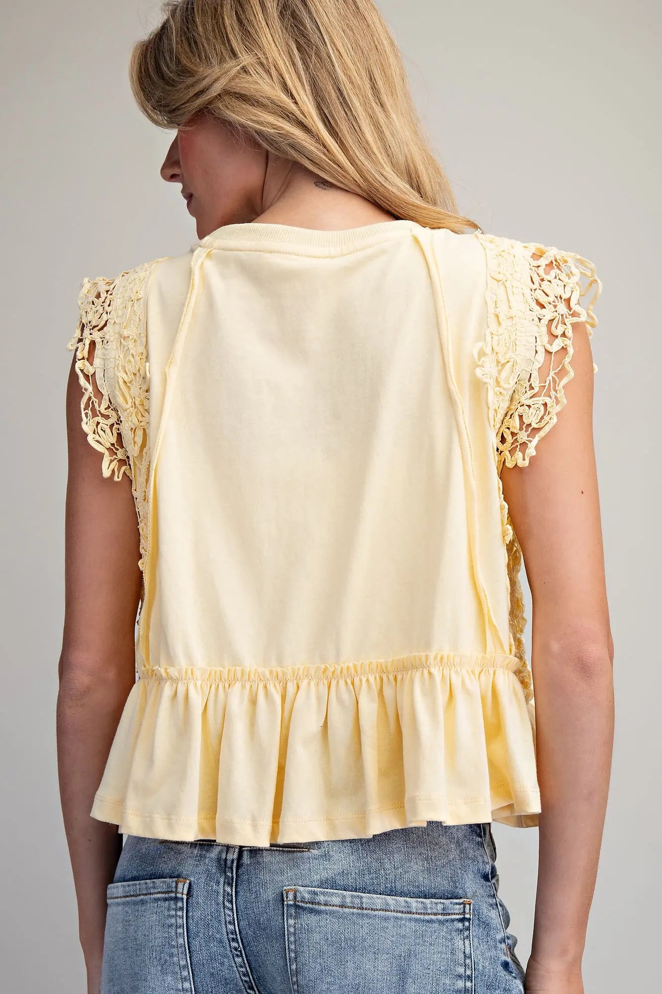 Butter Yellow Side Lace Top