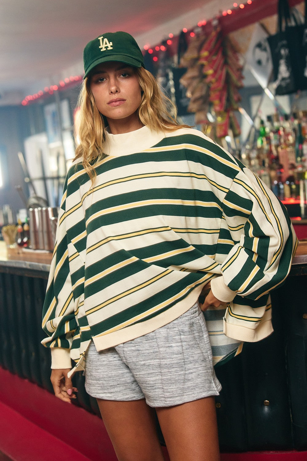 Oversized Yellow Stripe Crewneck