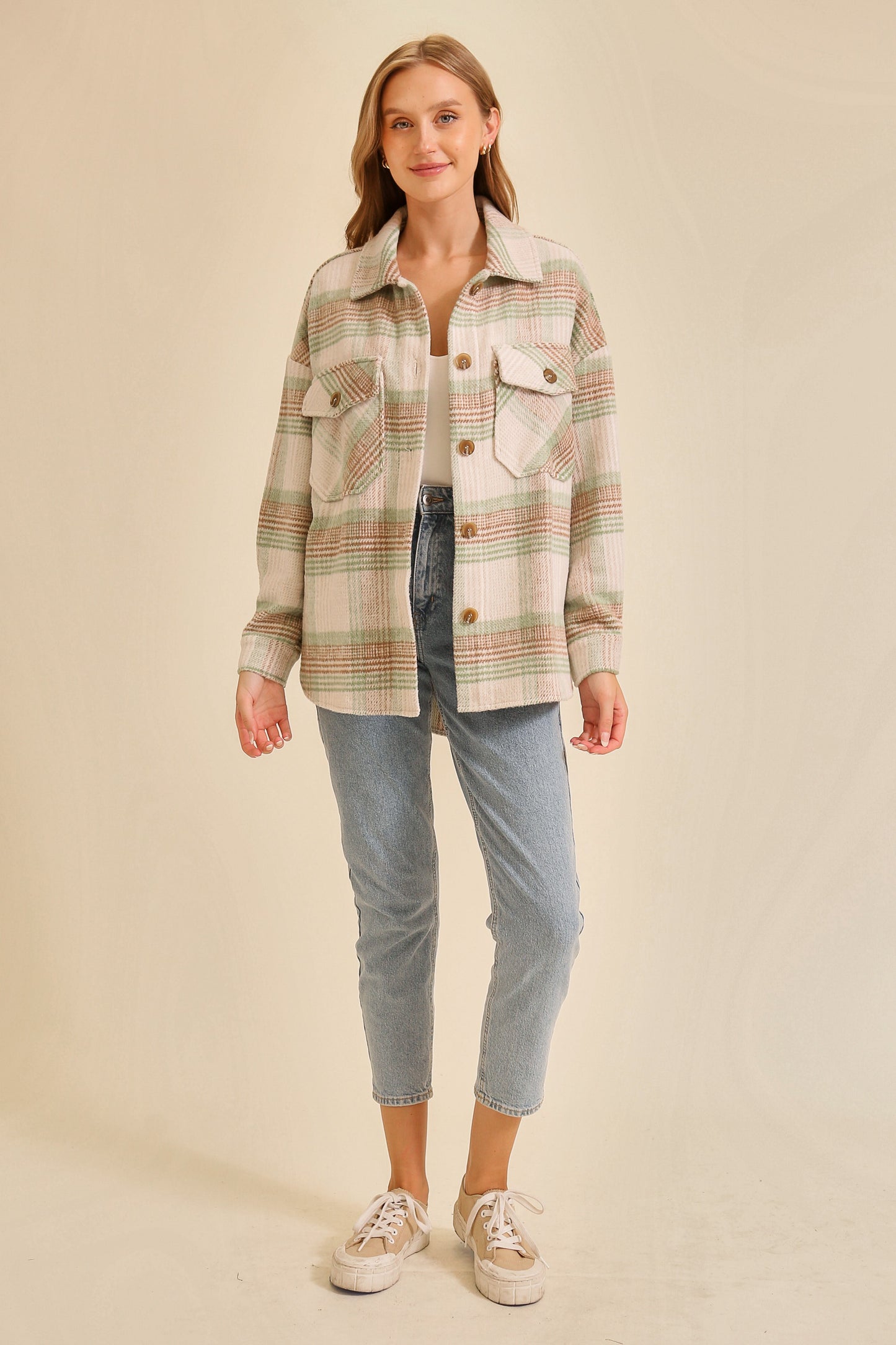 Taupe Thick Plaid Shacket