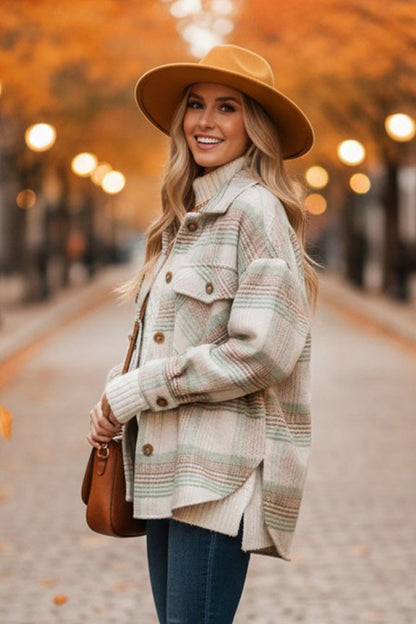 Taupe Thick Plaid Shacket