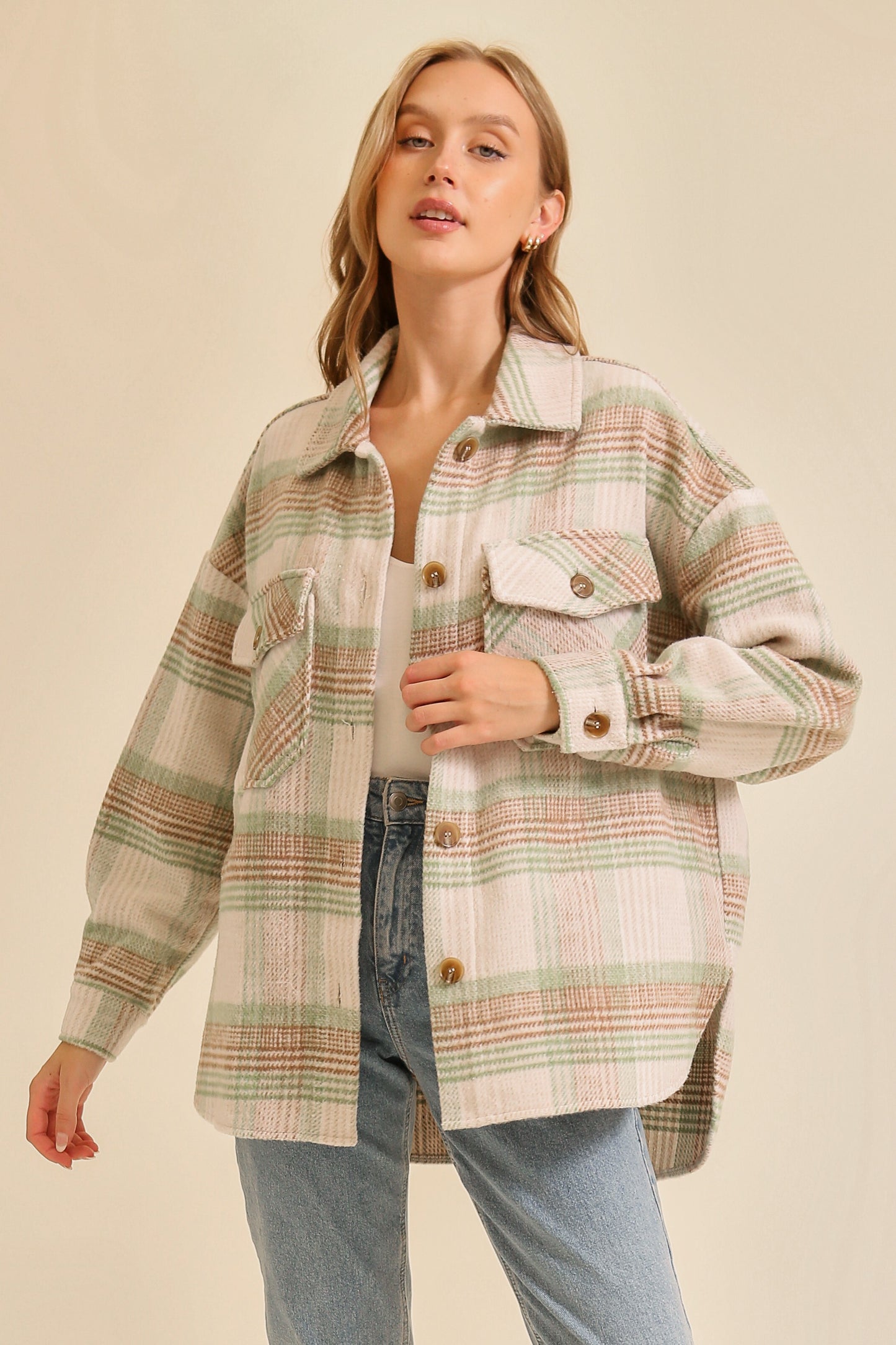 Taupe Thick Plaid Shacket