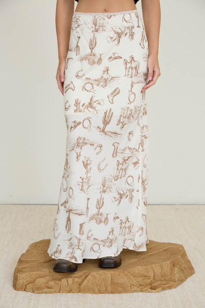 Western Satin Lace Skirt