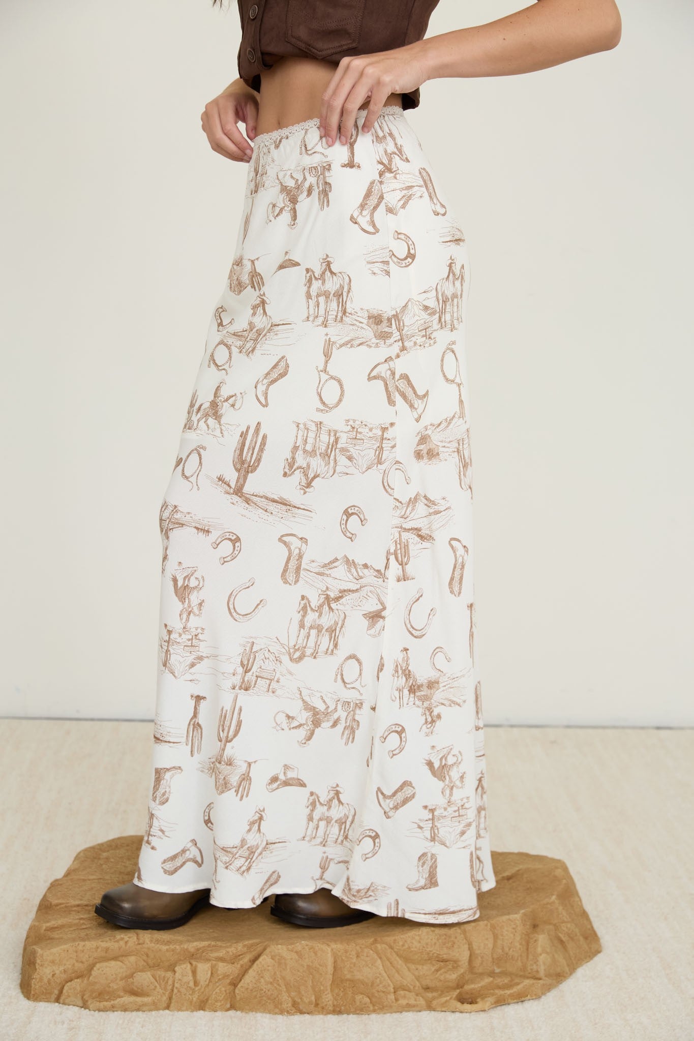 Western Satin Lace Skirt