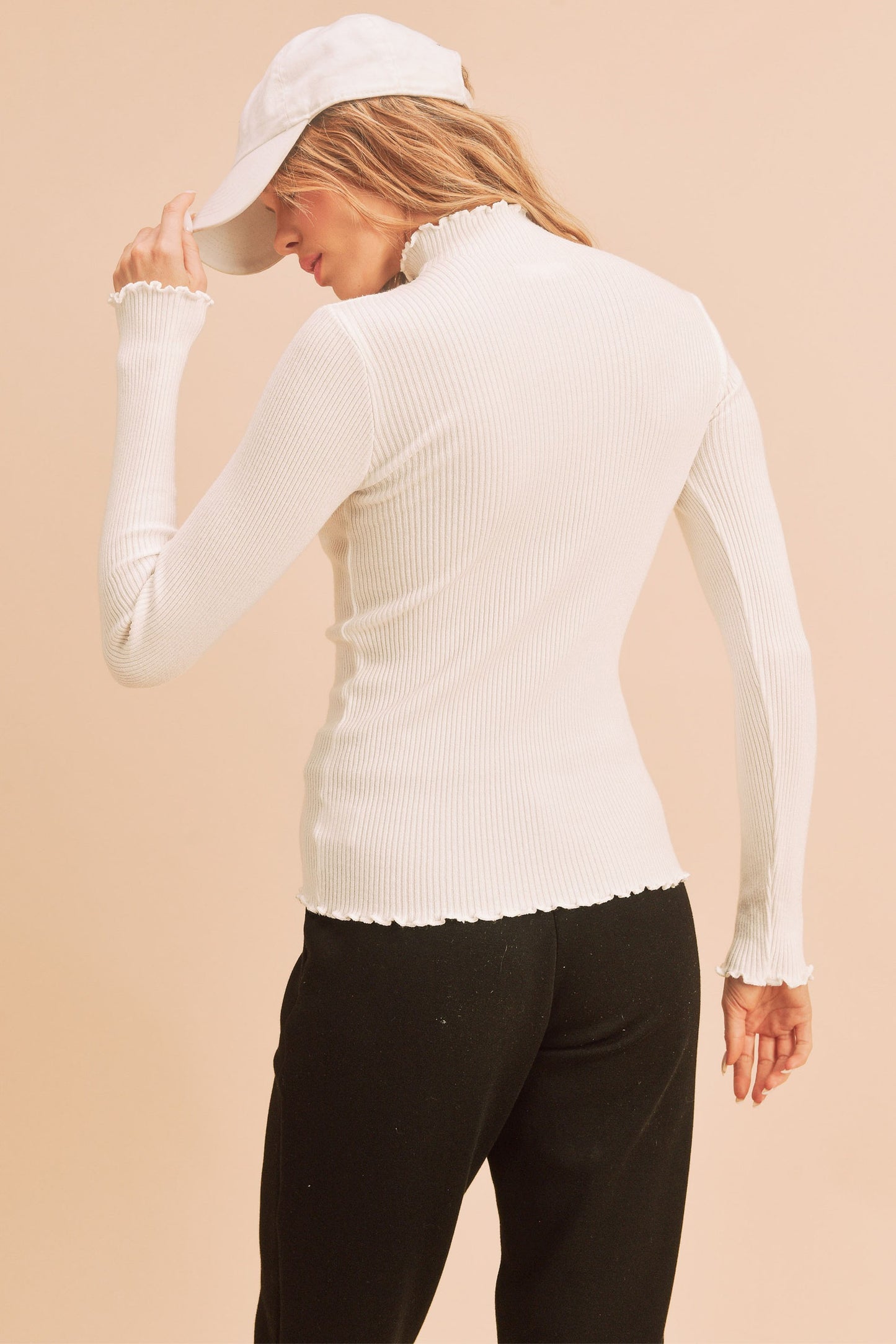 Mock Neck Ribbed Sweaters