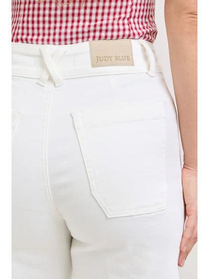 White Raw Hem Trouser Pant