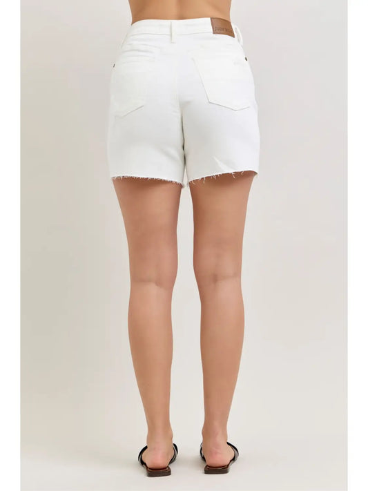 White Distressed Dad Short